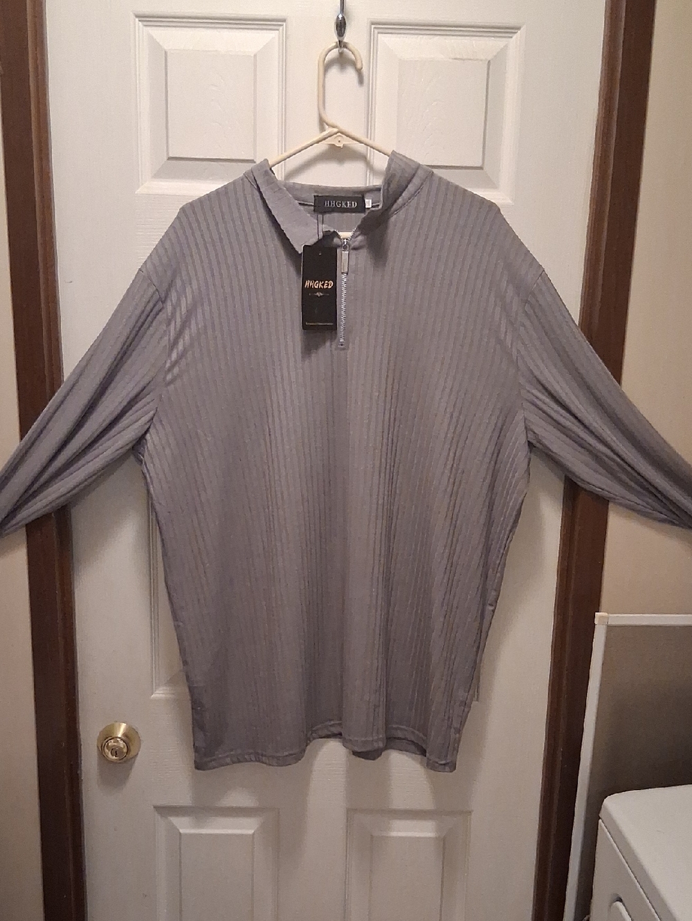 Rugged Men's Long Sleeve Ribbed Polo Shirt - Gray